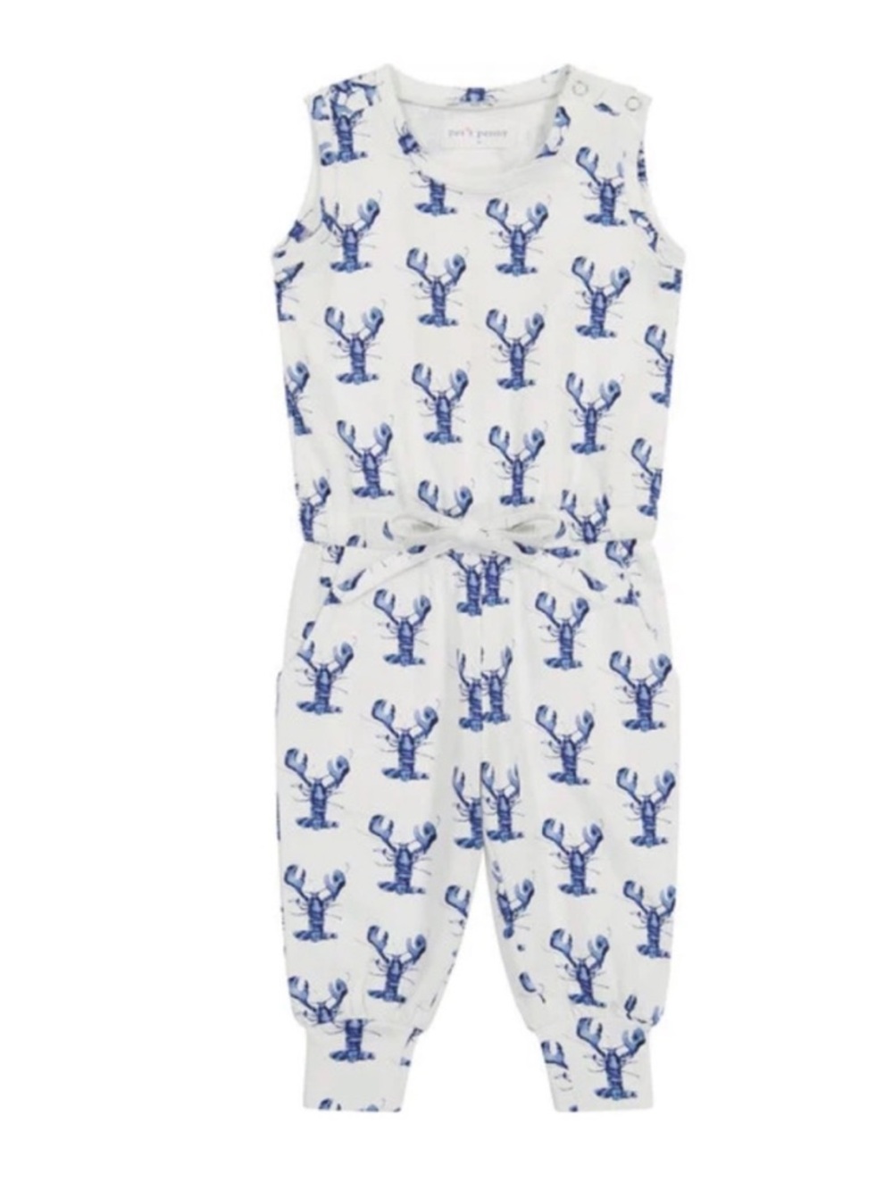 Petit Peony Girls Blue Lobster Jumpsuit